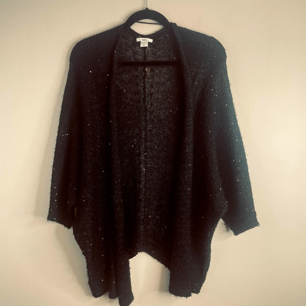 Bar III Artsy Cardigan Sweater Womens XLarge Baggy Dolman Sequin Neutral Layer